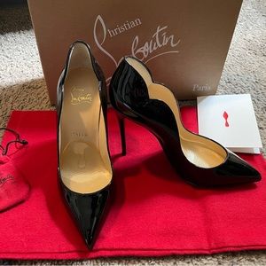 Christian Louboutin Hot Chick Patent Black 100mm Pumps size 34